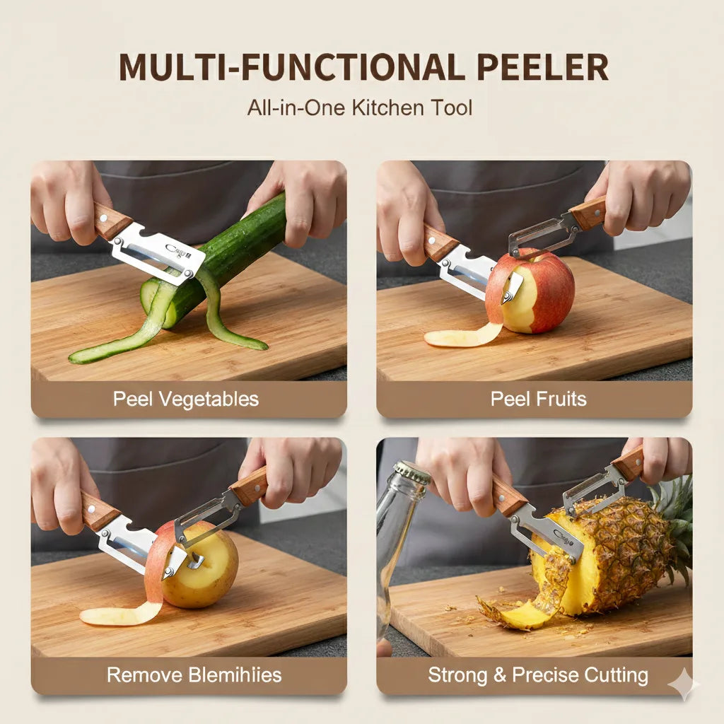 PurePeeler™ – Stainless Peeler | High-Grade Durability | Clean, Precision Peeling + Bottle Opener