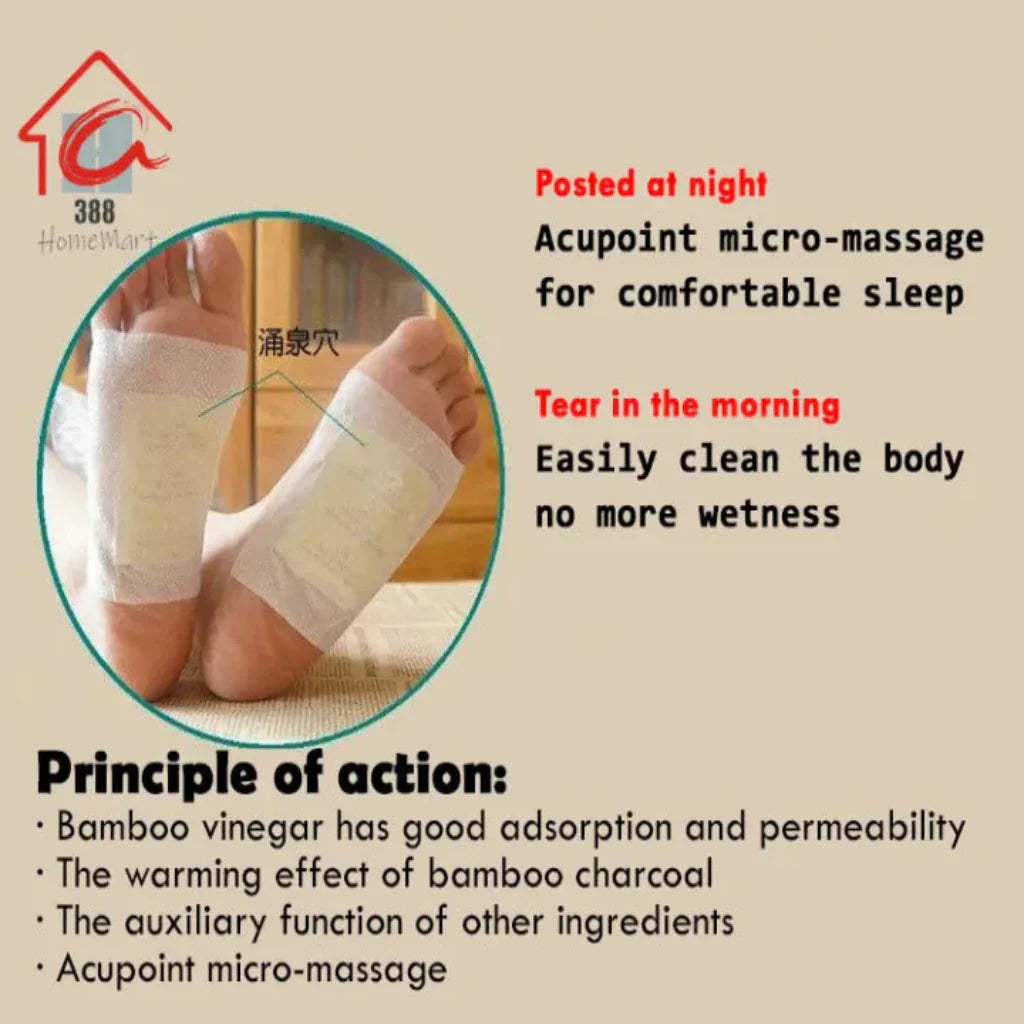 100% Merbal & Gentle Ingredient Detox Foot Pads (1 BOX = 20 PATCHES-BUY 1 GET 3 FREE)
