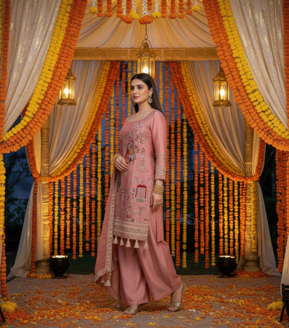 Elegant Multicolor Embroidered Kurti Suit Set with Dupatta