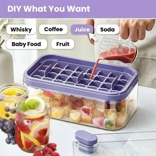ChillMate™ – 2-Layer Ice Cube Tray with Scoop | Easy Demolding | 64 Cubes in One Go