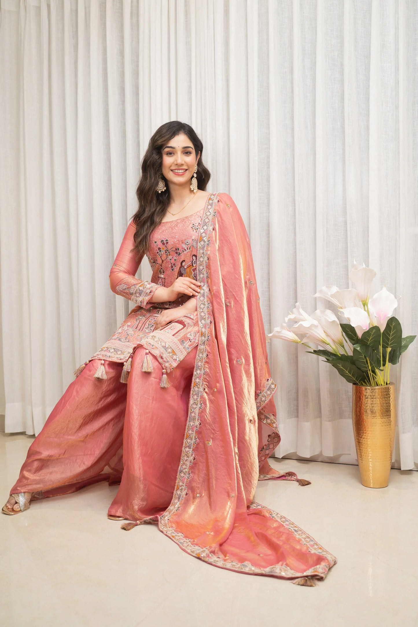 Elegant Multicolor Embroidered Kurti Suit Set with Dupatta