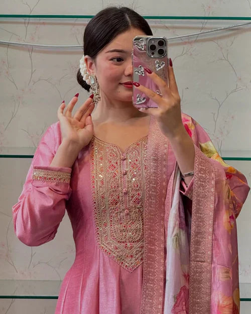Mehfil Magic Silk Anarkali Suit with Dupatta